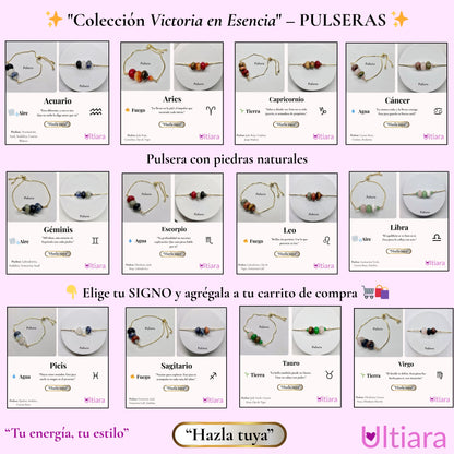 📿 Pulseras por Signo Zodiacal | Victoria en Esencia | Joyería con piedras naturales.