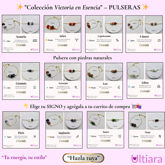 📿 Pulseras por Signo Zodiacal | Victoria en Esencia | Joyería con piedras naturales.