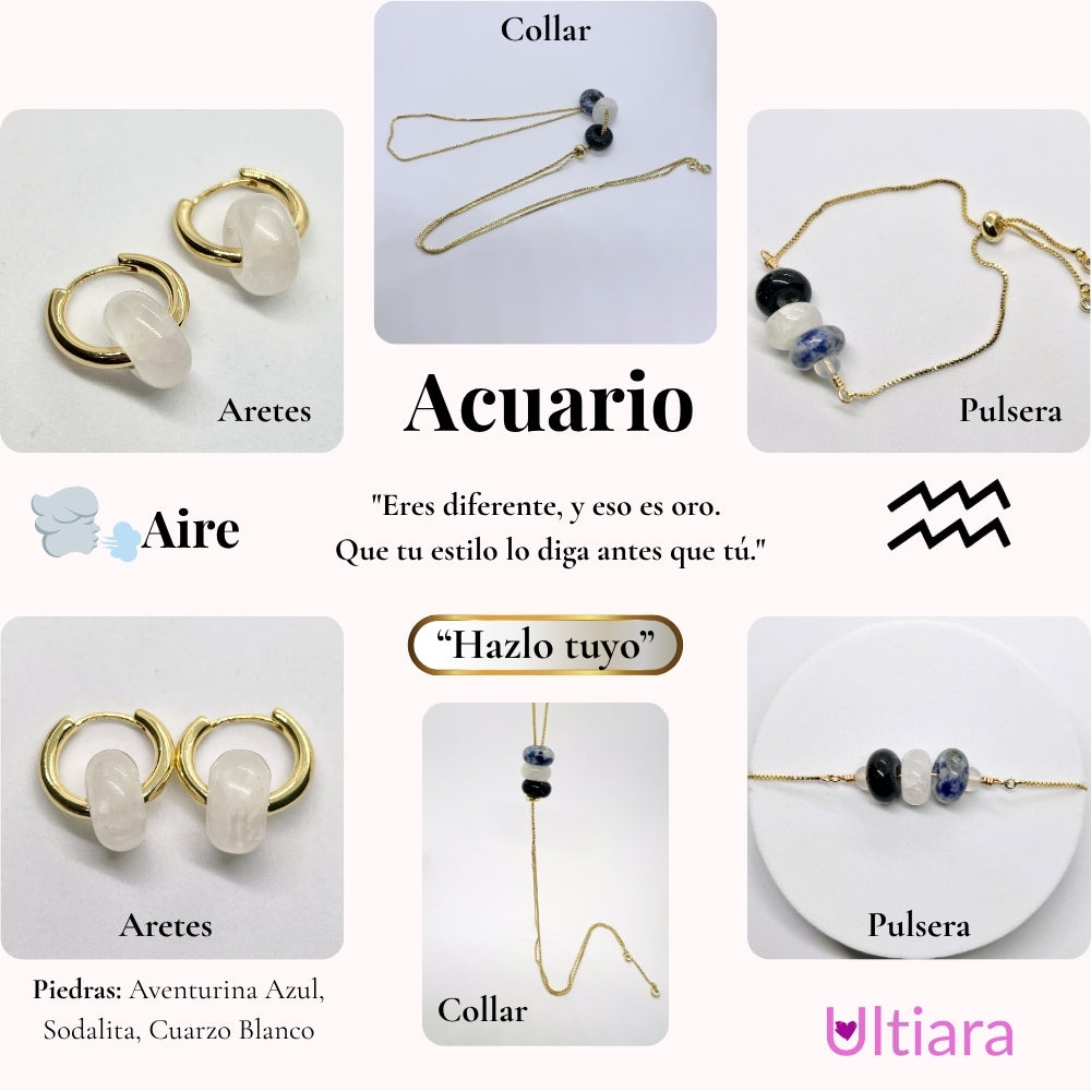 Set.- ✨ Victoria en Esencia | Joyería energética por signo zodiacal🔮| Aretes + Collar + Pulsera. Hecho con piedras naturales