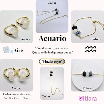 Set.- ✨ Victoria en Esencia | Joyería energética por signo zodiacal🔮| Aretes + Collar + Pulsera. Hecho con piedras naturales