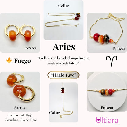 Set.- ✨ Victoria en Esencia | Joyería energética por signo zodiacal🔮| Aretes + Collar + Pulsera. Hecho con piedras naturales