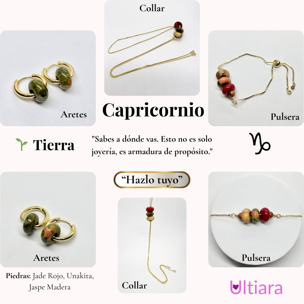 Set.- ✨ Victoria en Esencia | Joyería energética por signo zodiacal🔮| Aretes + Collar + Pulsera. Hecho con piedras naturales
