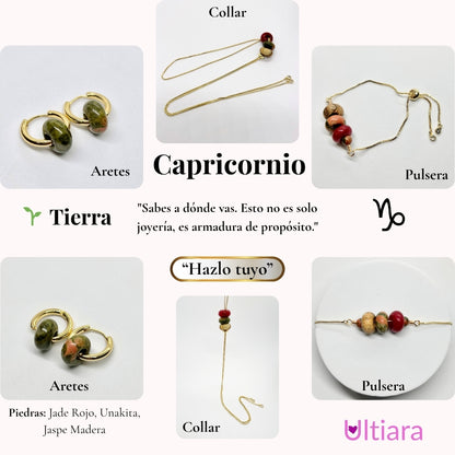 Set.- ✨ Victoria en Esencia | Joyería energética por signo zodiacal🔮| Aretes + Collar + Pulsera. Hecho con piedras naturales