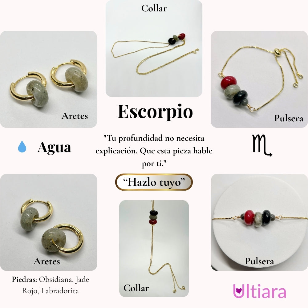 Set.- ✨ Victoria en Esencia | Joyería energética por signo zodiacal🔮| Aretes + Collar + Pulsera. Hecho con piedras naturales
