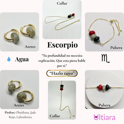 Set.- ✨ Victoria en Esencia | Joyería energética por signo zodiacal🔮| Aretes + Collar + Pulsera. Hecho con piedras naturales