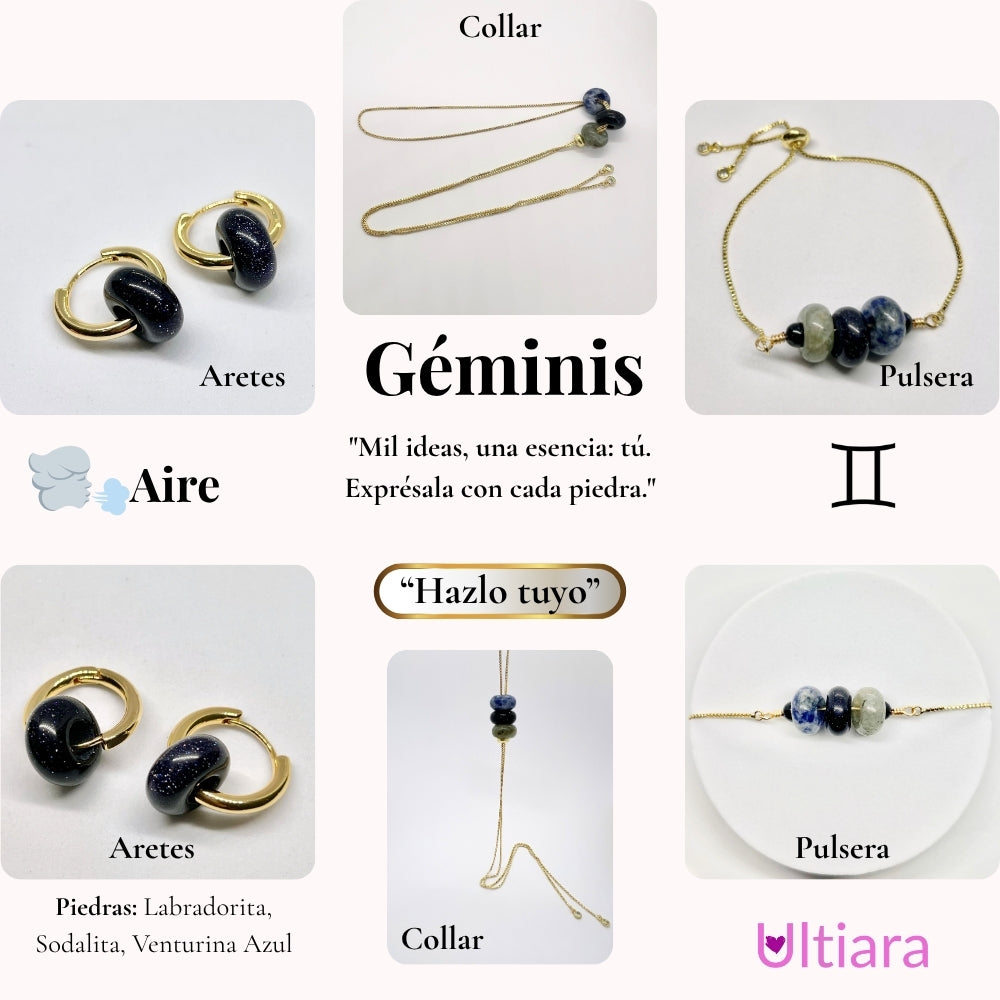 Set.- ✨ Victoria en Esencia | Joyería energética por signo zodiacal🔮| Aretes + Collar + Pulsera. Hecho con piedras naturales