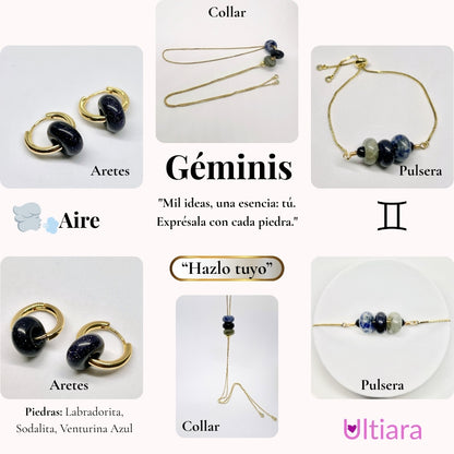 Set.- ✨ Victoria en Esencia | Joyería energética por signo zodiacal🔮| Aretes + Collar + Pulsera. Hecho con piedras naturales