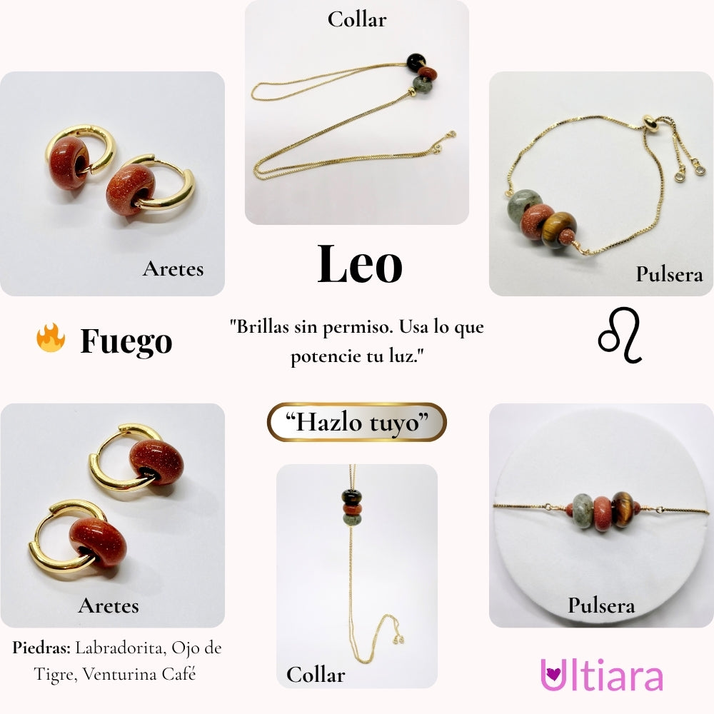 Set.- ✨ Victoria en Esencia | Joyería energética por signo zodiacal🔮| Aretes + Collar + Pulsera. Hecho con piedras naturales