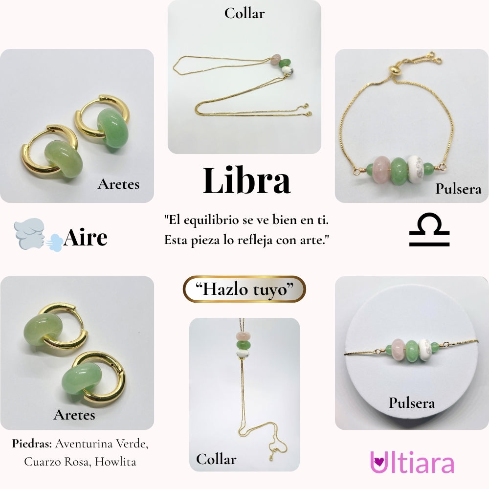 Set.- ✨ Victoria en Esencia | Joyería energética por signo zodiacal🔮| Aretes + Collar + Pulsera. Hecho con piedras naturales