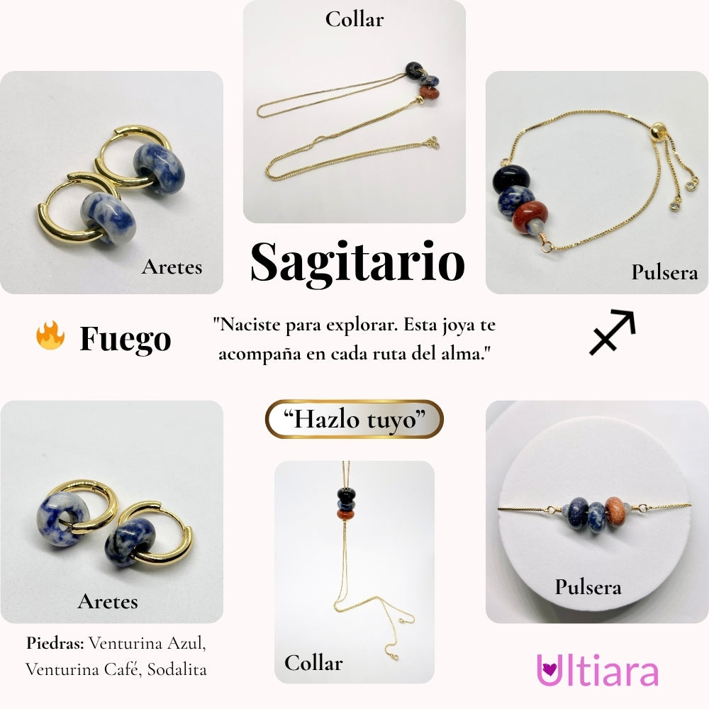 Set.- ✨ Victoria en Esencia | Joyería energética por signo zodiacal🔮| Aretes + Collar + Pulsera. Hecho con piedras naturales