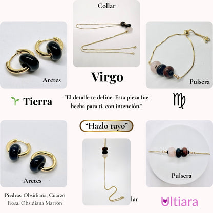 Set.- ✨ Victoria en Esencia | Joyería energética por signo zodiacal🔮| Aretes + Collar + Pulsera. Hecho con piedras naturales